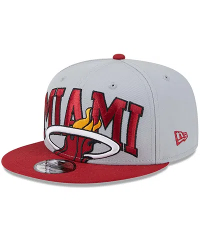 New Era Men's  Gray, Red Miami Heat Tip-off Two-tone 9fifty Snapback Hat In Gray,red