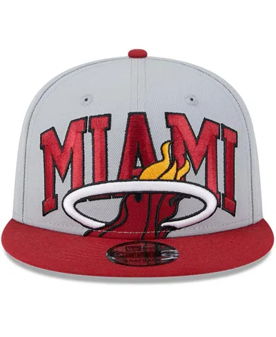 New Era Men's  Gray, Red Miami Heat Tip-off Two-tone 9fifty Snapback Hat In Gray,red