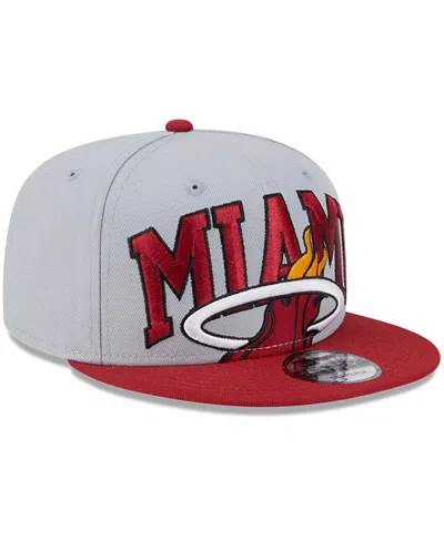 New Era Men's  Gray, Red Miami Heat Tip-off Two-tone 9fifty Snapback Hat In Gray,red