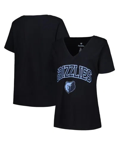 Shop Profile Women's  Black Memphis Grizzlies Plus Size Arch Over Logo V-neck T-shirt