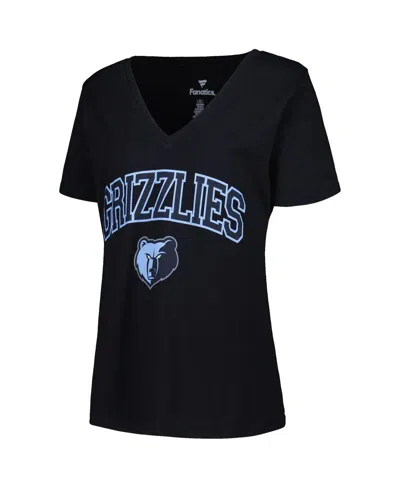 Shop Profile Women's  Black Memphis Grizzlies Plus Size Arch Over Logo V-neck T-shirt