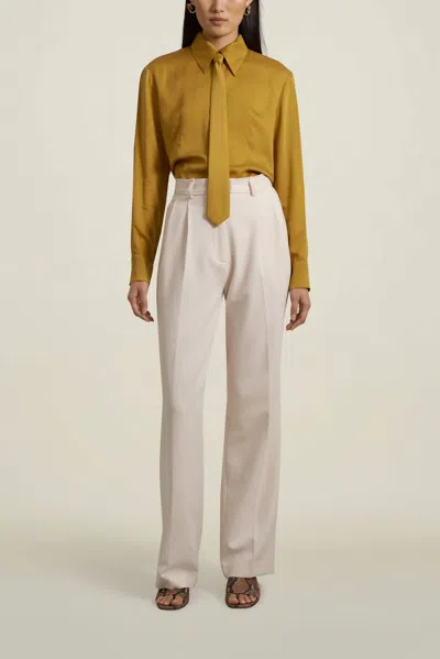 Shop Kallmeyer Léa Slim Blouse With Tie In Chartreuse In Yellow