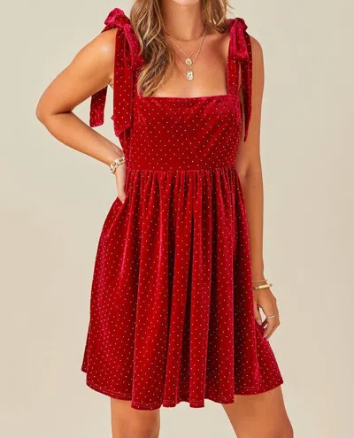 Shop Day + Moon Velvet Sparkle Mini Dress In Red