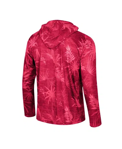 Shop Colosseum Men's  Crimson Washington State Cougars Palms Printed Lightweight Quarter-zip Hooded Top