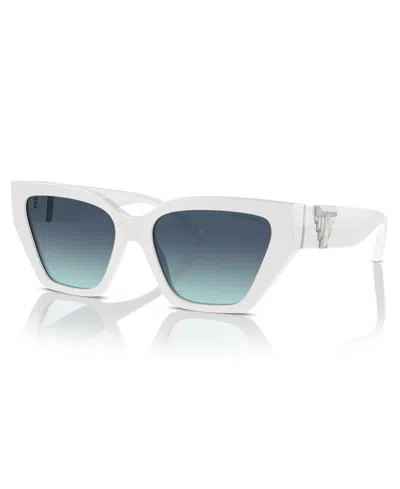 Tiffany & Co . Contemporary Cat-eye Sunglasses With Iconic T Motif In Bright White