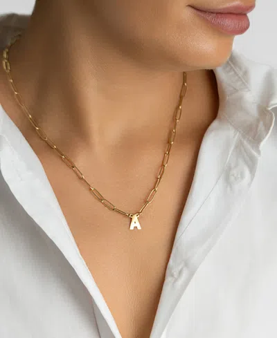 Shop Adornia Tarnish Resistant 14k Gold-plated Mini Initial Paperclip Chain Necklace In Gold- A