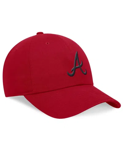 Shop Nike Men's Navy Atlanta Braves Evergreen Club Adjustable Hat In Red