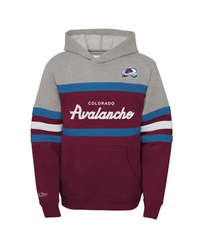 Mitchell & Ness Big Boys Burgundy Colorado Avalanche Head Coach Pullover Hoodie In Burgundy