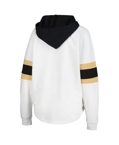 G-iii 4her By Carl Banks White/black Vegas Golden Knights Goal Zone Long Sleeve Lace-up Hoodie T-shi In White,black