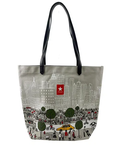 Shop Macy's New York City Canvas Tote Bag, Created For  In Gray