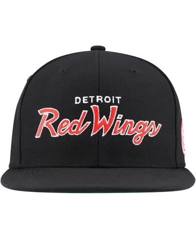 Mitchell & Ness Men's  Black Detroit Red Wings Core Team Script 2.0 Snapback Hat In Black