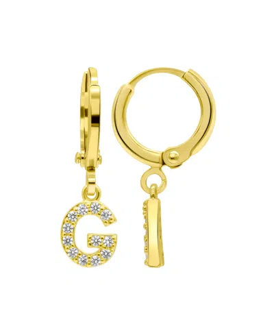 Shop Adornia 14k Gold-plated Initial Pave Huggie Hoop Earrings In Gold- G