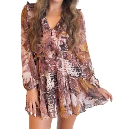 Shop Reset By Jane Isla Ruffle Dress In Brown In Multi