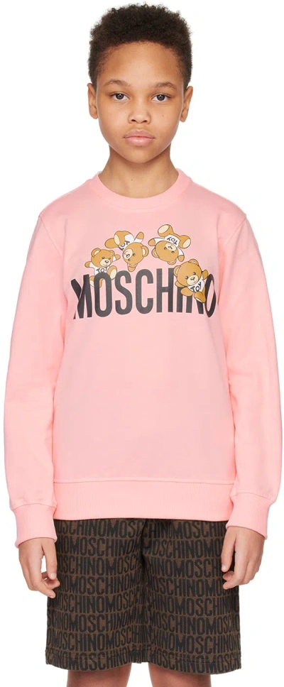 Shop Moschino Kids Pink Teddy Sweatshirt In 50209 Sgr Rose