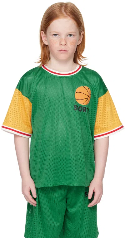 Shop Mini Rodini Kids Green Basketball T-shirt