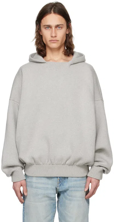 Shop Fear Of God Gray Jacquard Hoodie In Dove Grey