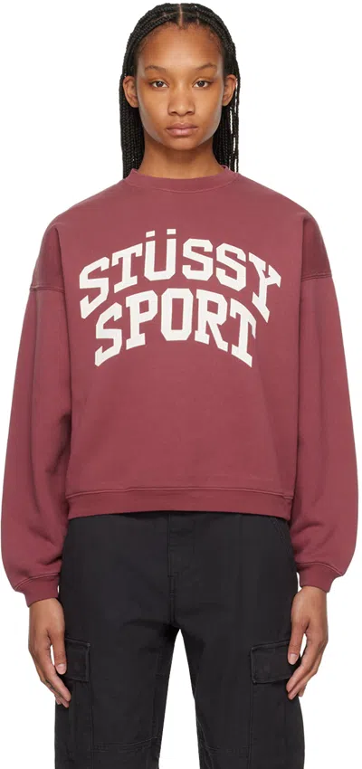 Shop Stussy Burgundy Big Crackle 'sport' Sweatshirt