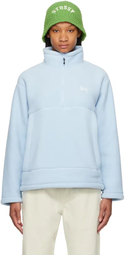 Shop Stussy Blue Half-zip Sweatshirt