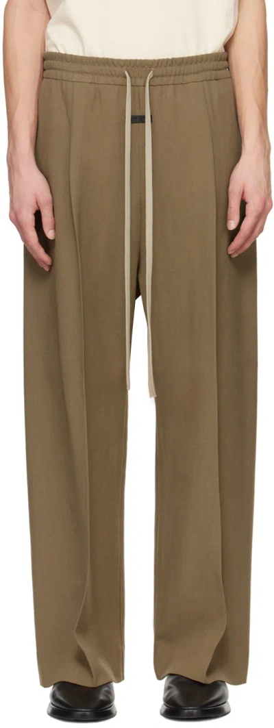 Shop Fear Of God Brown Pleated Trousers In Deer