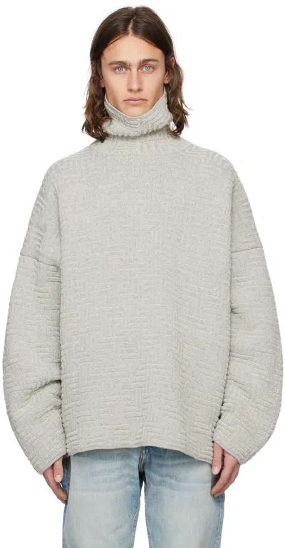 Shop Fear Of God Gray Jacquard Sweater In Dove Grey