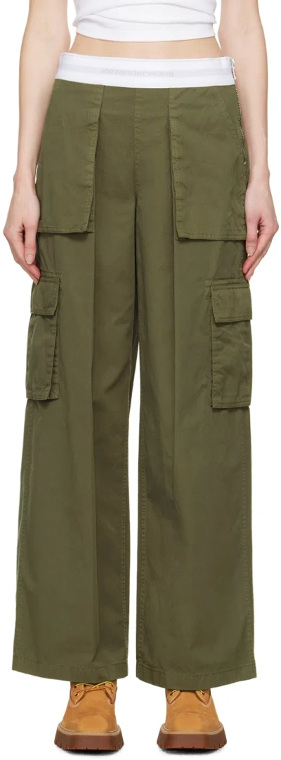 Shop Alexander Wang Khaki Cargo Rave Trousers In 305 Army Green