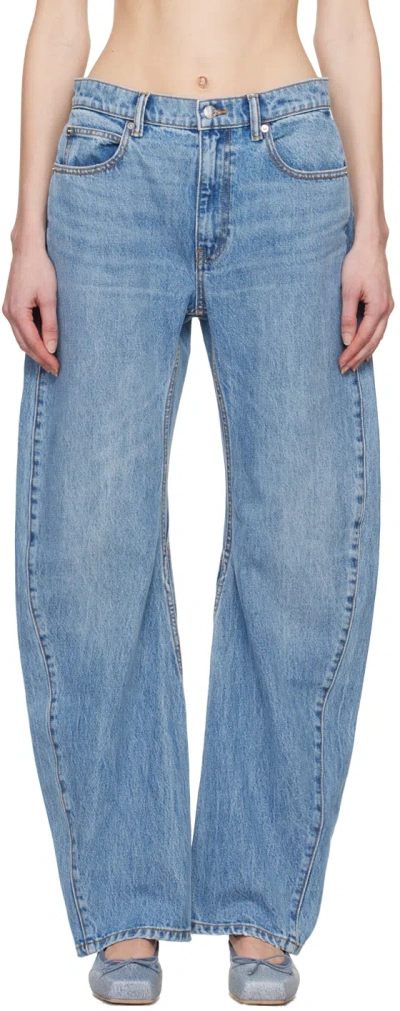 Shop Alexander Wang Blue Curved Jeans In 486 Vintage Light In