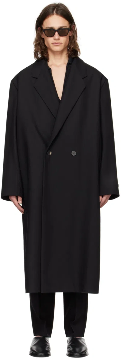 Shop Fear Of God Black Double-breasted Coat