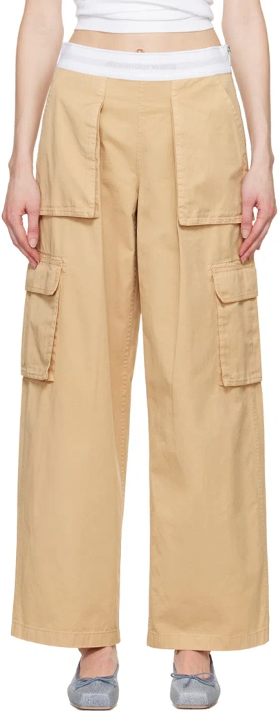 Shop Alexander Wang Beige Cargo Rave Trousers In 279 Feather