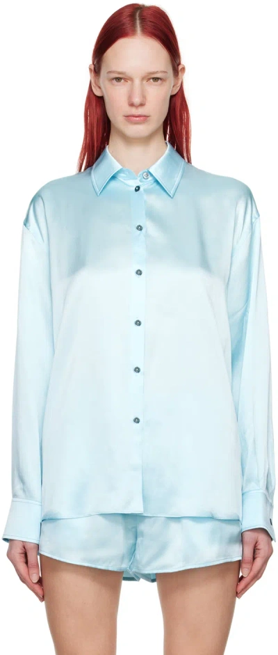 Shop Alexander Wang Blue Cutout Shirt In 456a Shine Blue