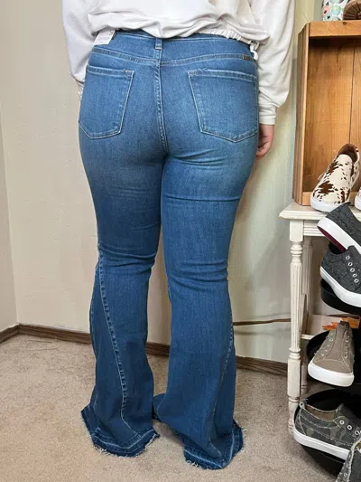 Shop Kancan Lottie High Rise Flare Jean In Medium In Blue