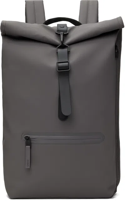 Shop Rains Gray Rolltop Rucksack Backpack In 13 Grey