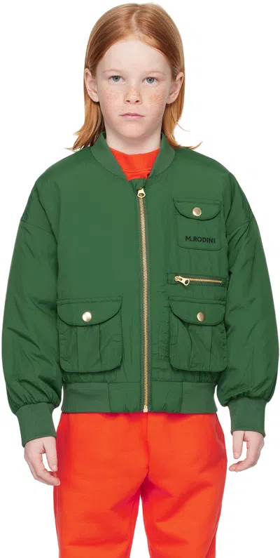 Shop Mini Rodini Kids Green Baseball Jacket