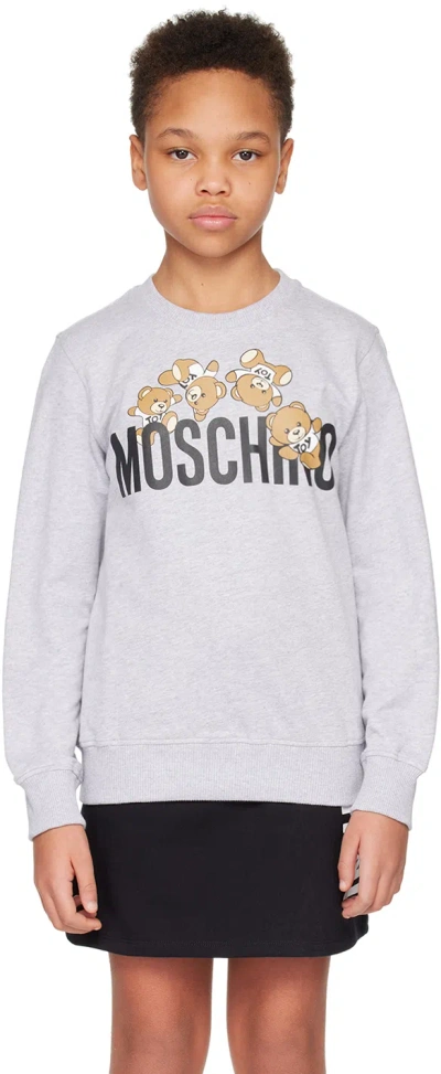 Shop Moschino Kids Gray Teddy Sweatshirt In 60926 Grey Mela
