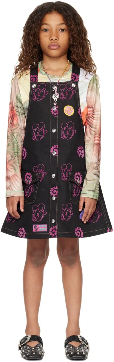 Shop Chopova Lowena Ssense Exclusive Kids Black Mouse Puppy Denim Dress In Black And Pink