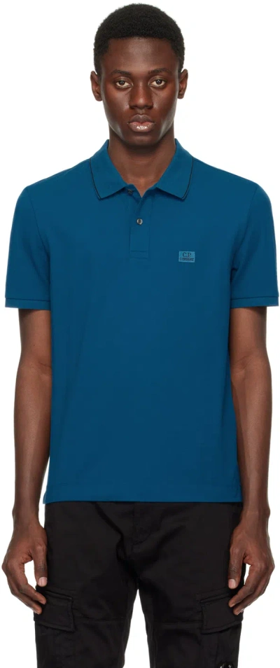 Shop C.p. Company Blue Patch Polo In Ink Blue 848
