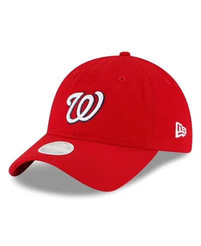 Shop New Era Women's  Red Washington Nationals Team Logo Core Classic 9twenty Adjustable Hat