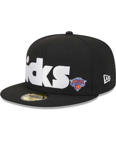 Shop New Era Men's  Black New York Knicks Checkerboard Uv 59fifty Fitted Hat