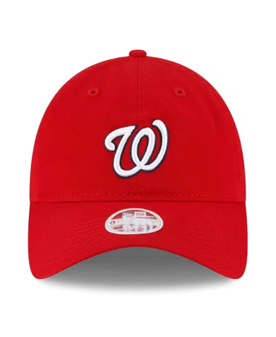 Shop New Era Women's  Red Washington Nationals Team Logo Core Classic 9twenty Adjustable Hat