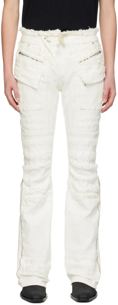 Shop Ottolinger White Straight-leg Jeans In Shredded White