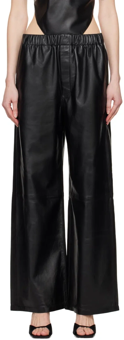 Shop Ludovic De Saint Sernin Black Boxer Leather Pants