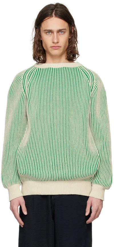 Shop Howlin' Green & Off-white Jazzways Sweater In Sand