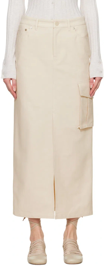 Shop Filippa K Off-white Cargo Maxi Skirt In 9947 Ivory