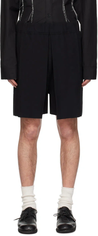 Shop Airei Black Pleated Shorts
