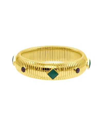 Shop Adornia 14k Gold-plated Tall Omega Bracelet With Color Stone In Multi