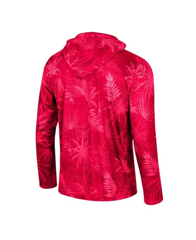 Colosseum Men's  Red Wisconsin Badgers Palms Printed Lightweight Quarter-zip Hooded Top In Red