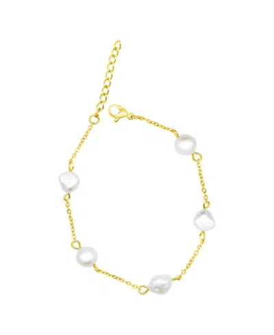 Shop Adornia Tarnish Resistant Adjustable Station Cultured Freshwater Pearl Bracelet In Gold