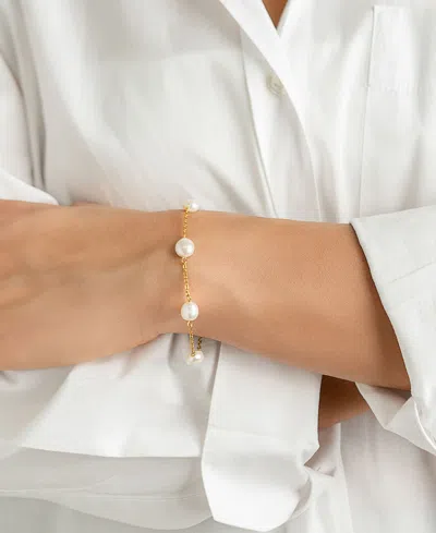 Shop Adornia Tarnish Resistant Adjustable Station Cultured Freshwater Pearl Bracelet In Gold