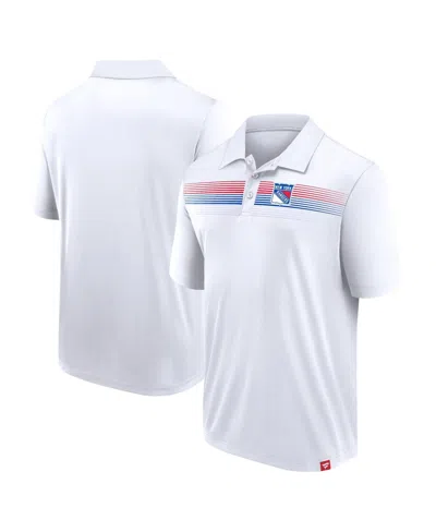 Shop Fanatics Men's  White New York Rangers Victory For Us Interlock Polo Shirt