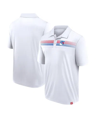 Fanatics Branded White New York Rangers Victory For Us Interlock Polo In White
