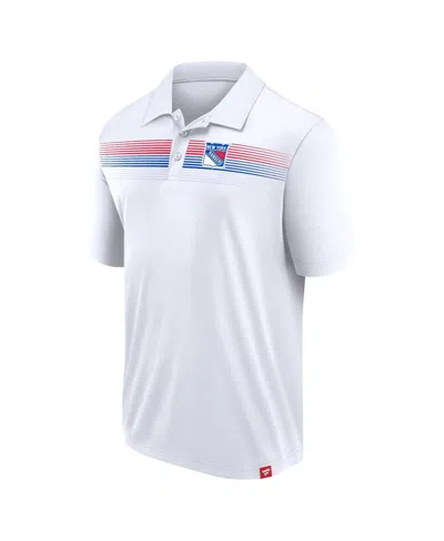 Shop Fanatics Men's  White New York Rangers Victory For Us Interlock Polo Shirt